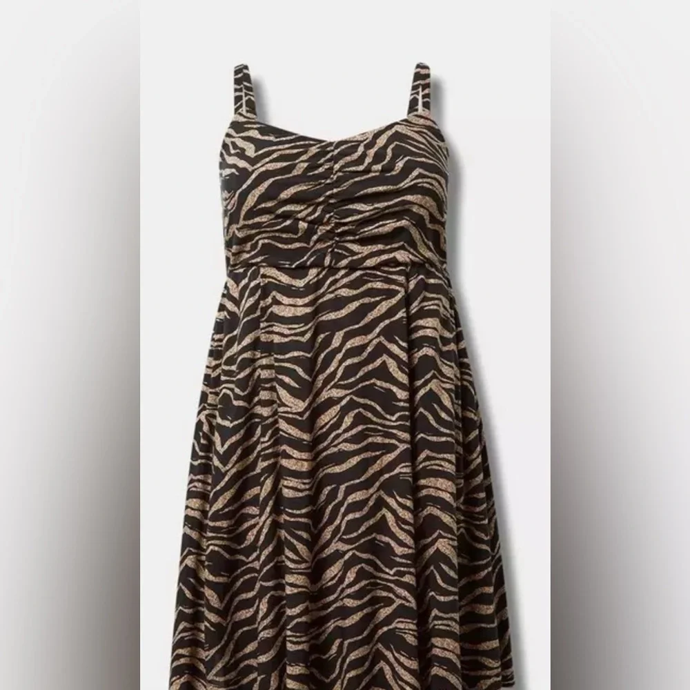 Torrid Womens Black/Brown Striped Mini Challis Skater Dress, Pocket, Plus Size 3 - Picture 12 of 15